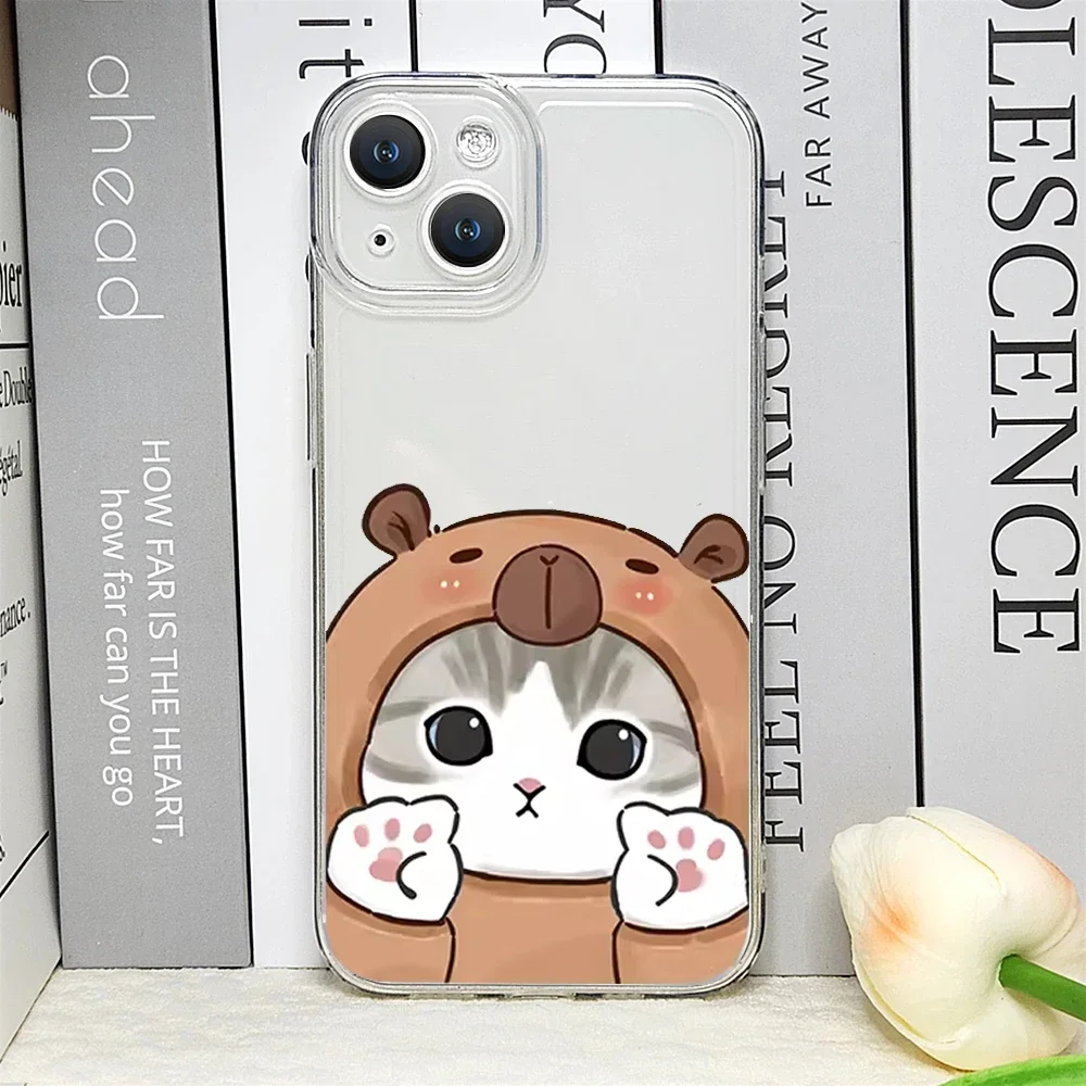 Charming Cartoon Cat Couple Shockproof Phone Case Cover