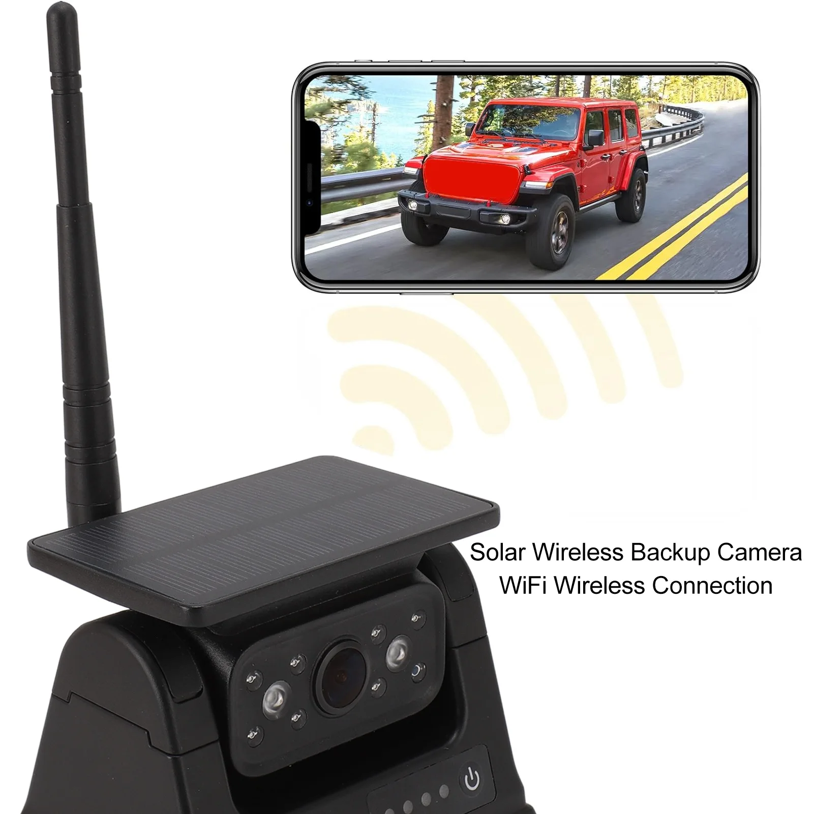 Rear View Camera Built in 9600mAh Battery WiFi Solar Backup Camera Magnetic Base Installation HD 1080P for RV Truck Trailer