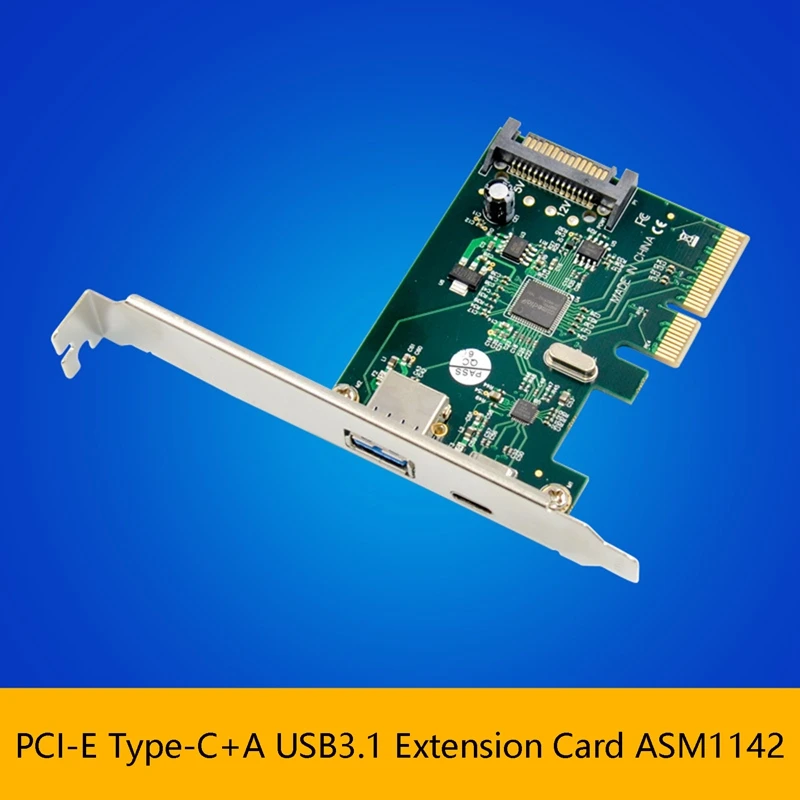 

PCI-E X4 Riser Card ASM1142 TYPE-C+A USB 3.1 Expansion Card TYPE-C+A Adapter Card SATA Power Supply For Printer Scanner