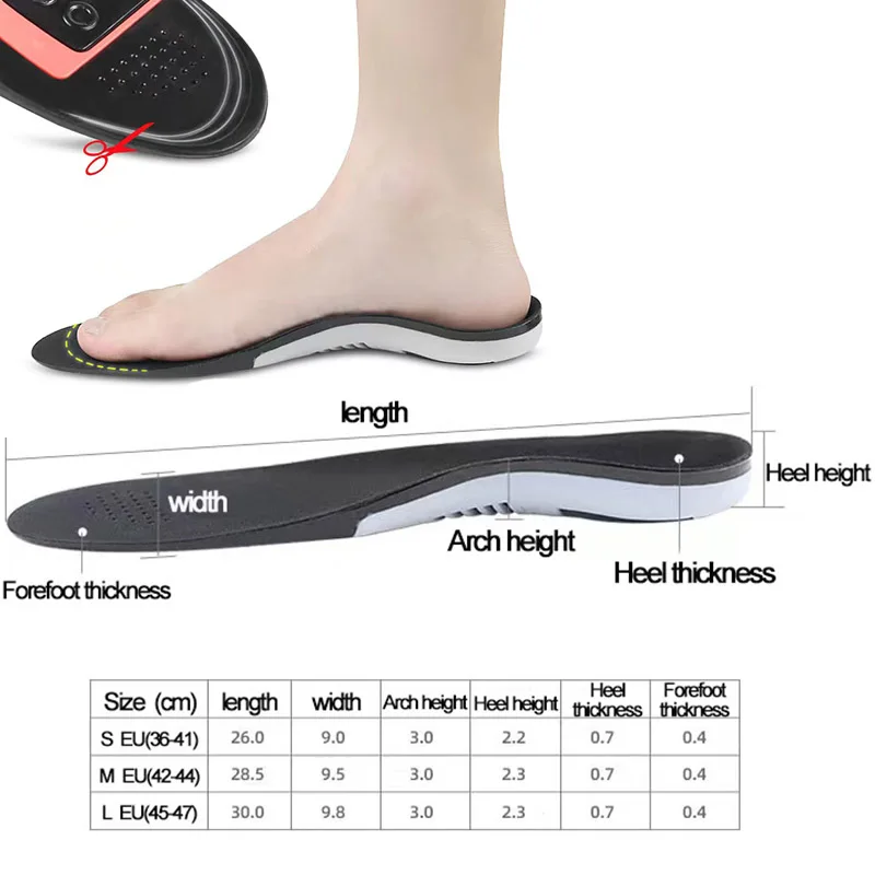 Multifunctional sports leisure insoles Unisex foot arch support foot arch correction insole shock absorption breathable full pad