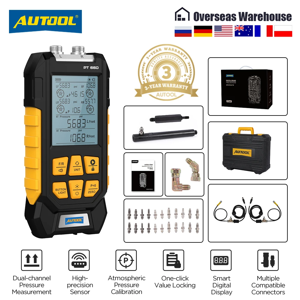 AUTOOL PT660 Auto Digital Display 0-3045 PSI Digital Brake Pressure ...