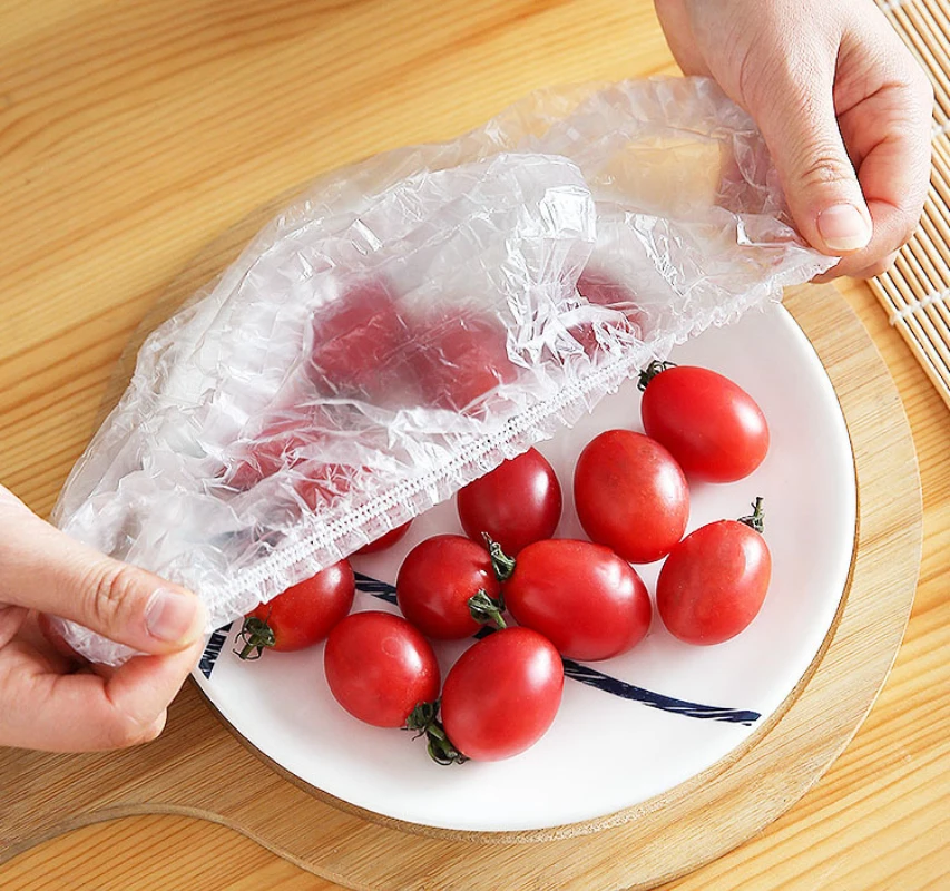 

100 Pcs Disposable Shower Cap Plastic Waterproof Headgear Hotel Hair Dye Shower Cap Transparent Plastic Beauty Salon Cap Cling