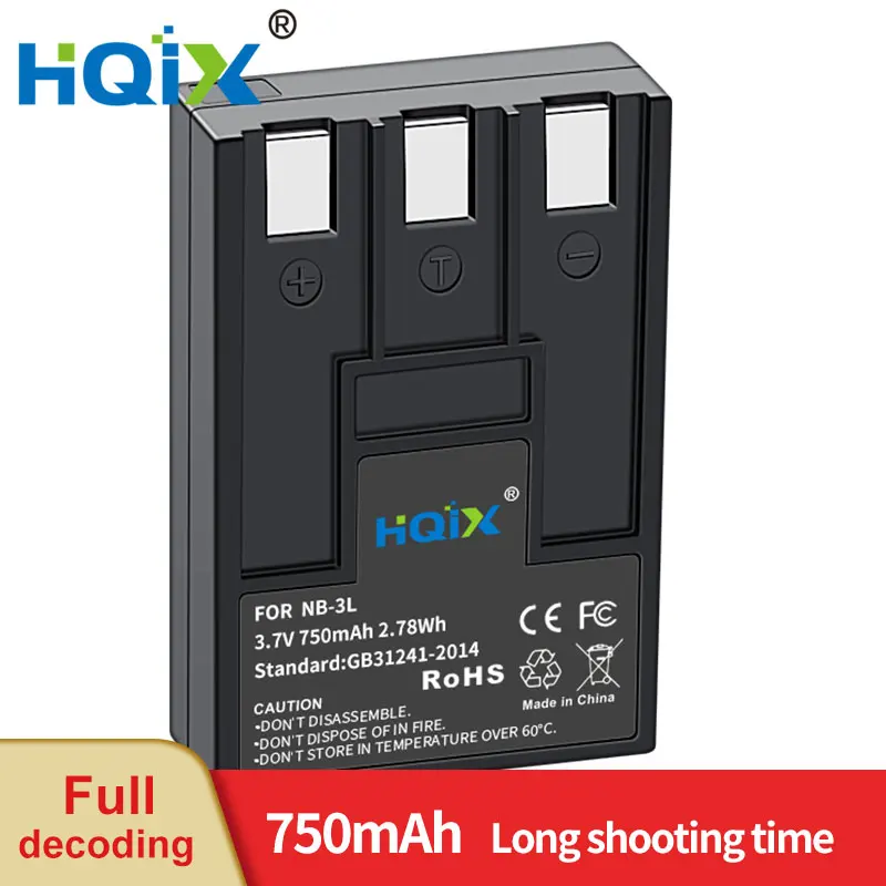 

HQIX for Canon IXUS I5 SD20 750 ⅡS SD110 700 PC1060 PC1114 PC1169 IXY DIGITAL L L2 30 camera NB-3L Charger Battery