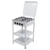 Stainless Steel Gas Stove 4-Burner BBQ Cooker with 2-Tier Storage Rack 6