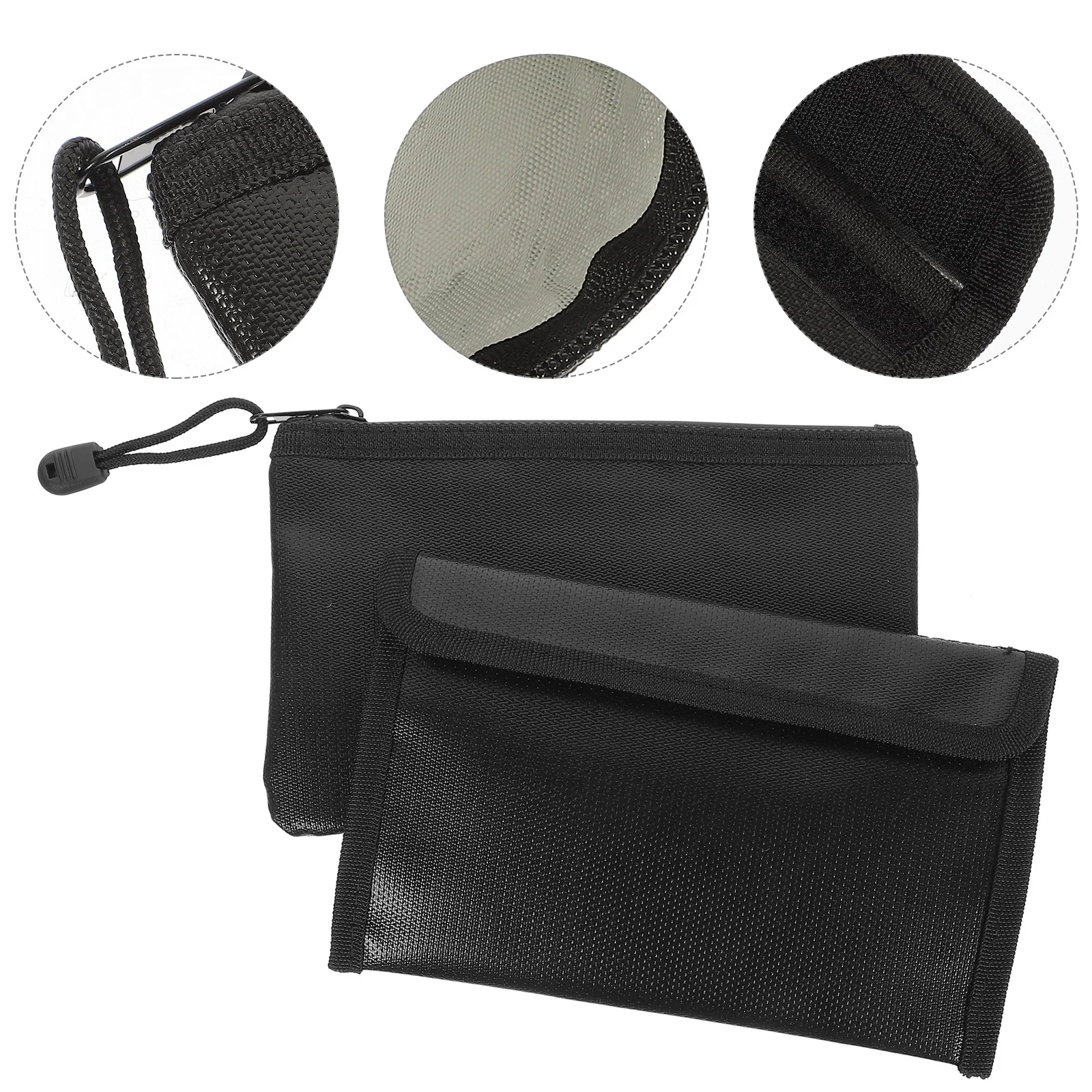 

2 Pcs Fireproof File Bag Household Waterproof Money Pouch Documents Organizer Portable Zipper Zippered Receipt Container
