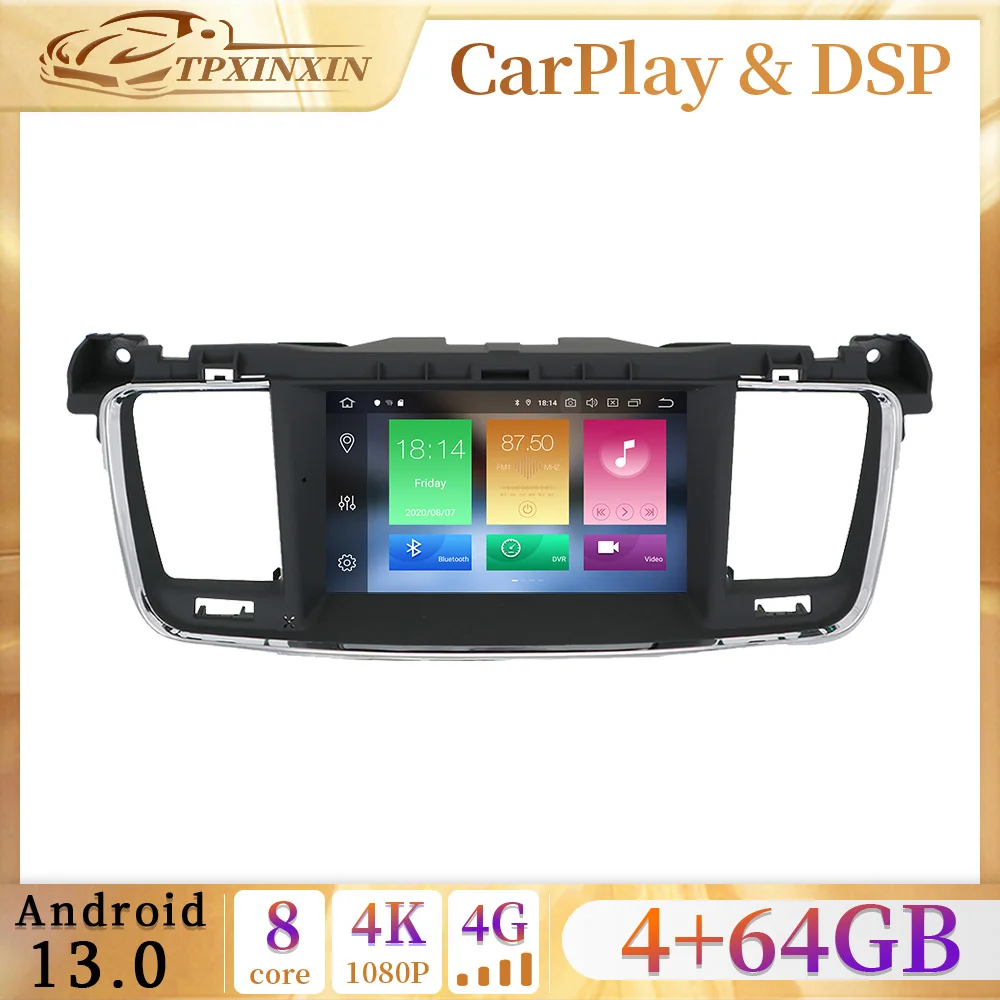 

CarPlay 4+64GB Android 13 Car Radio For Peugeot 508 2011- 2018 Multimedia Auto Video Player Navigation Stereo GPS 2 din HeadUnit
