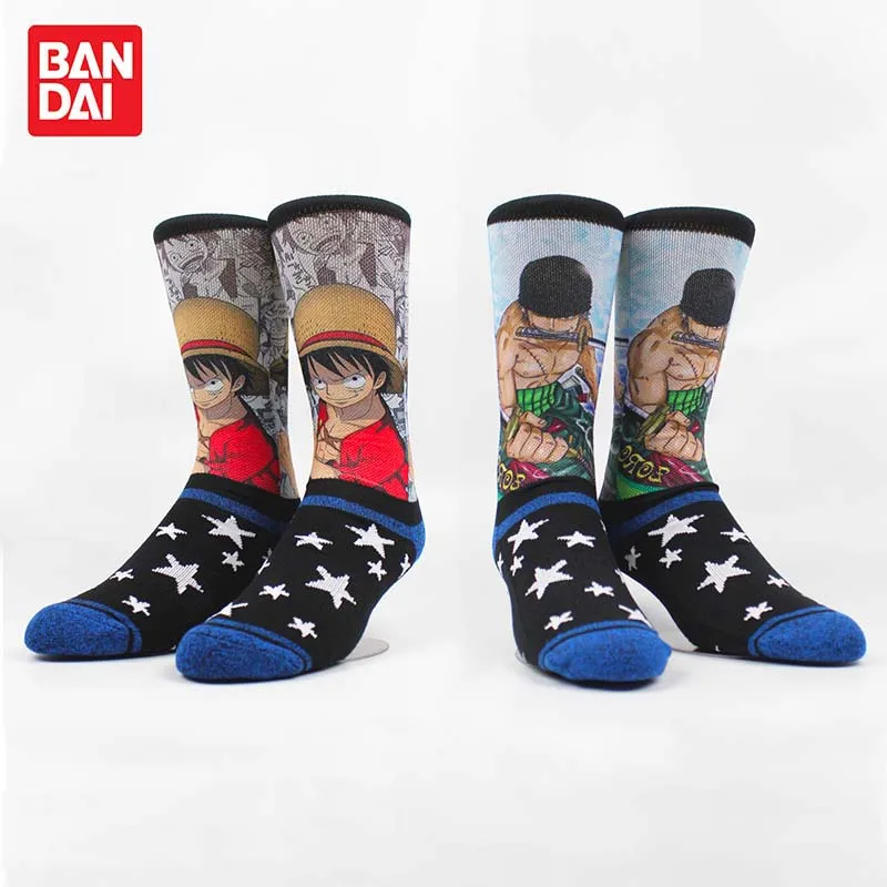 Calcetines de Anime de una pieza para hombre y mujer, calcetín largo con estampado de Luffy, Roronoa, Zoro, Cosplay, regalo de cumpleaños, novedad