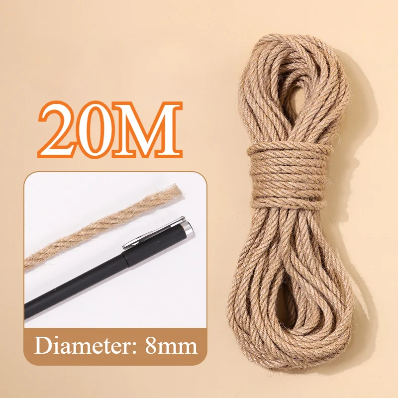 20M/50M Katzen-DIY-Sisalseil, Katzen-Kletter- und Kratzgestell, Spezielles Baumwollseil, Widerstandsfähiges Kratz- und Schleifseil, Katzenspielzeug-Seil - 4/6/8mm – Detail 9
