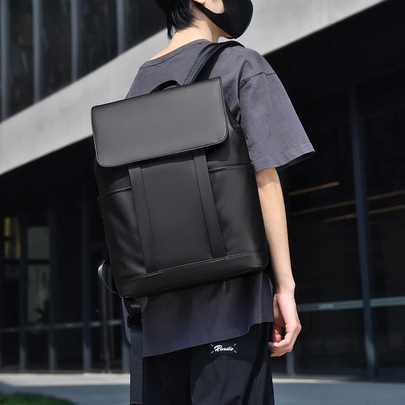 Minimalist Luxury Men's Backpack 15.6 Inch Laptop Backpack Waterproof Business Travel Backpacks for Men Luggage Strap Design 2