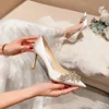 2024 Spring Summer Autumn New Wedding Shoes Red High Heels  Slim Heels Korean Version Pointed Toe Bride Shoes High Heels 3
