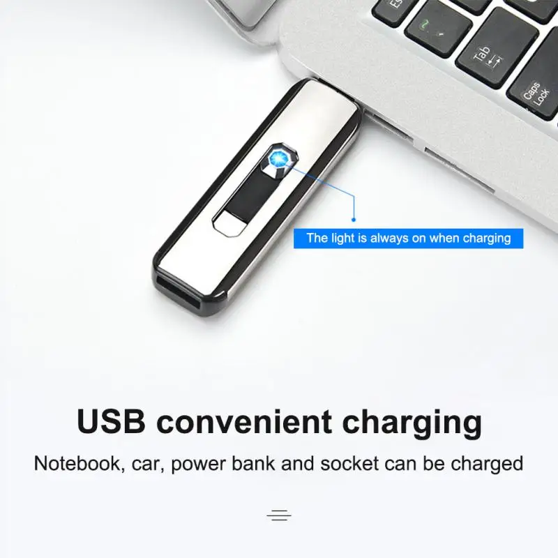 Double-sided Windproof Electric Touch Lighter Usb Rechargeable Metal Cigarette Lighter Flameless Smoking Cigarette Accessories