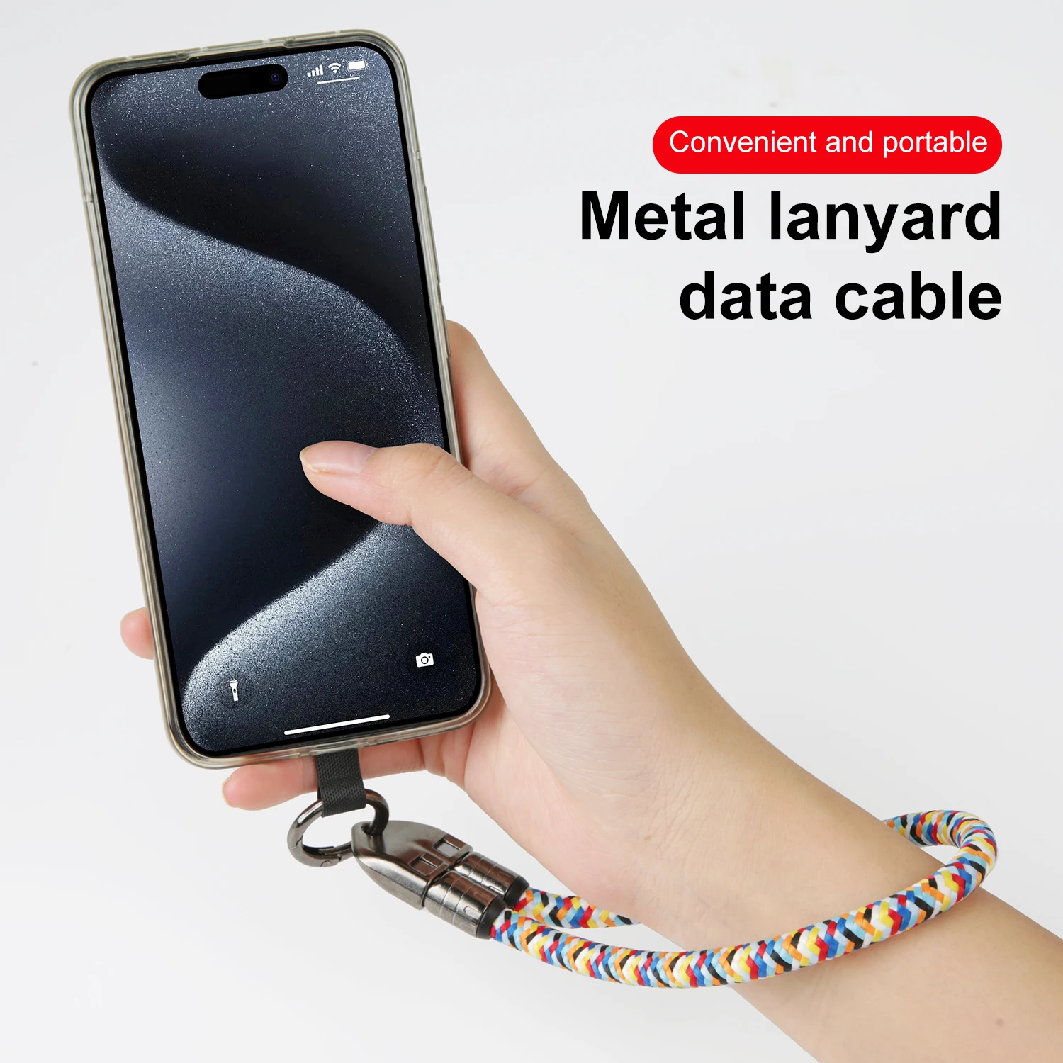 USLION 30CM 240W USB C Cable Braided Aluminum Phone Lanyard Type C to Type C Cable Fast Charging USB Cable