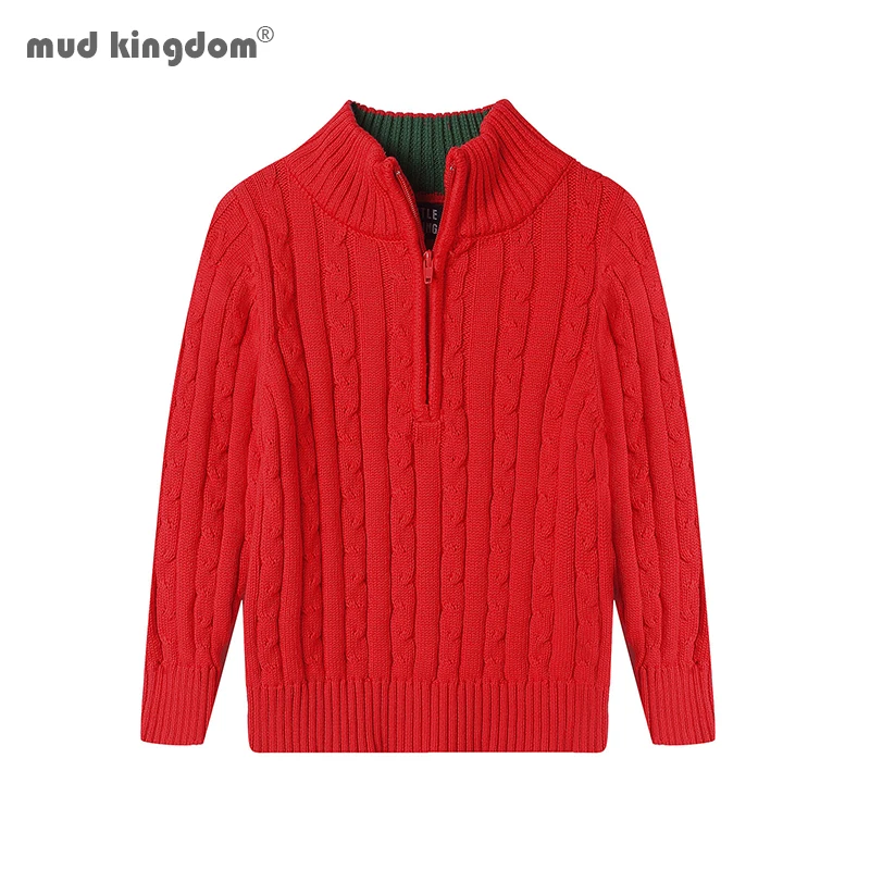

Mudkingdom Boys Sweater Quarter Zip Cable Knit Mock Neck Pullover Long Sleeve Solid Cotton School Uniform Winter Fall Clothes