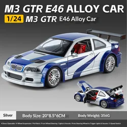 1/24 BMW M3 1988 Street Car Diecast Model - Alloy Metal Collectible Ornament in Gift Box (E46 SILVER)