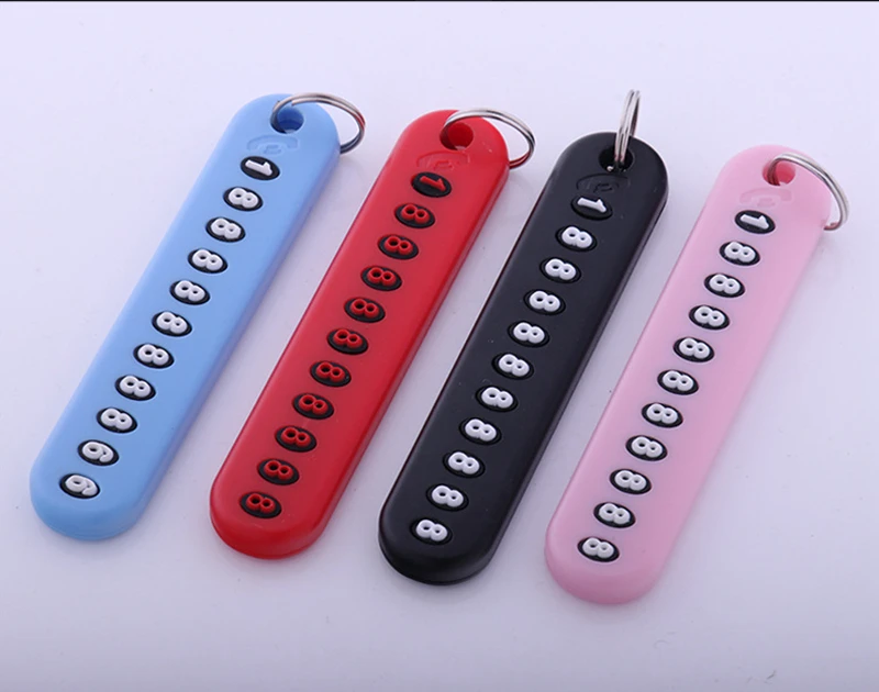 Anti-Lost Phone Number Plate Car Keychain Pendant Auto Vehicle Card Keyring Key Chain 4 Colors For Men and Women