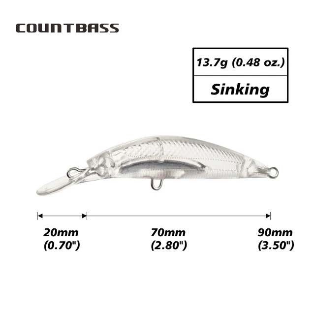 10Pcs Blank Hard Lures 70mm/2.8 14g/0.5oz, Fixed Weight Sinking