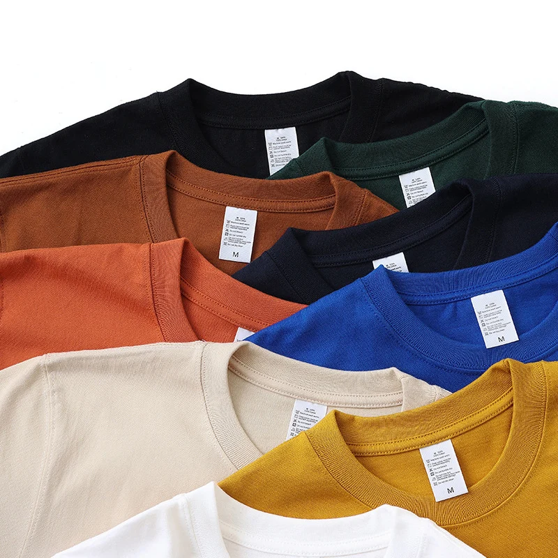 Oversize Short Sleeve Crew Neck T Shirt Unisex Loopwheel Basic Seamless Cotton Tees Plain S-2XL 3