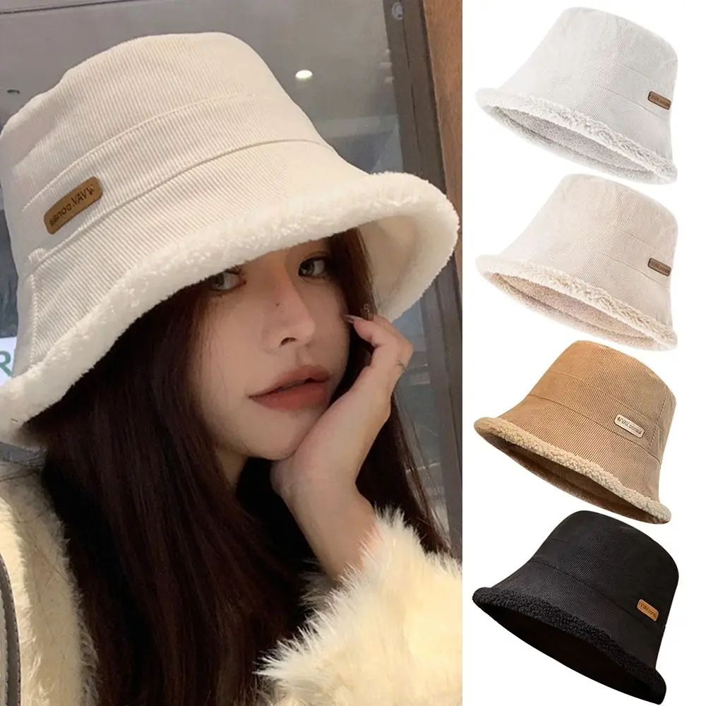 

Ear Protection Fisherman Hat Soft Warm Thickened Bucket Hat Plush Warm Hat Winter