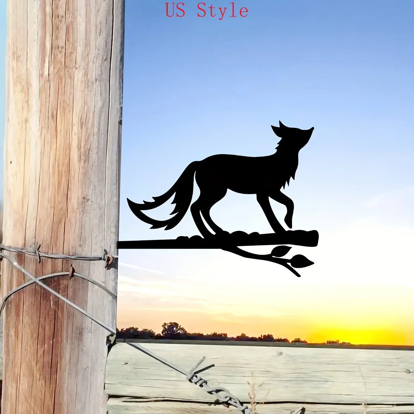 

Fox Christmas Iron Art Silhouette Christmas Ting Courtyard Art Decor Ornaments Wooden Pile Decoration Garden Exterior Decoration