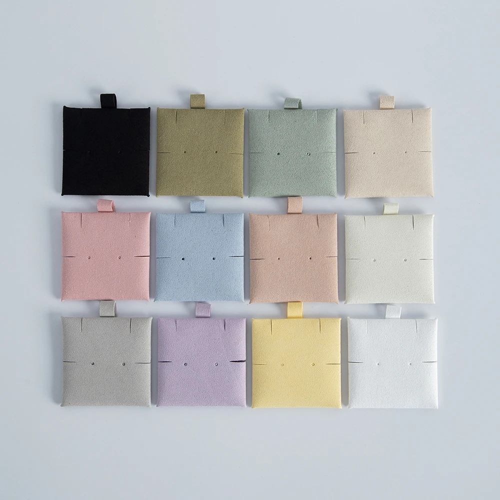 Purple Microfiber Jewellery Display Cards 60*60mm Earrings Necklace Pendant Bracelet Suede Packaging Storage Insert Cards Pads
