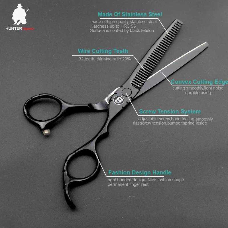 HT9153 Stainless Steel 6" in Hair Cutting Scissors Set Pet Hair Salons Barber teeth Shears Kit Hairdresser Grooming Snip Clipper 2