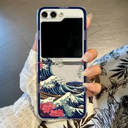 Japanese Cartoon Wave Design Hard Crystal Phone Case Cover for Samsung Galaxy Z Flip 5 (-1)