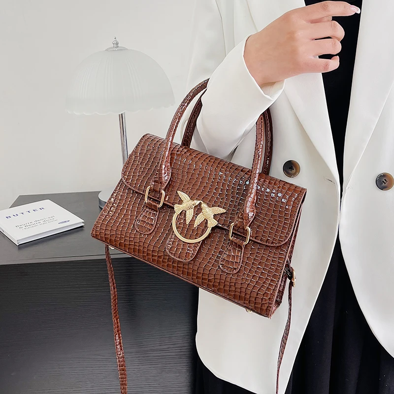 

Large Capacity Alligator PU Leather Women's Casual Shoulder Messenger Bag Hot Fashion Ladies Classic Square Big Shopping Bags