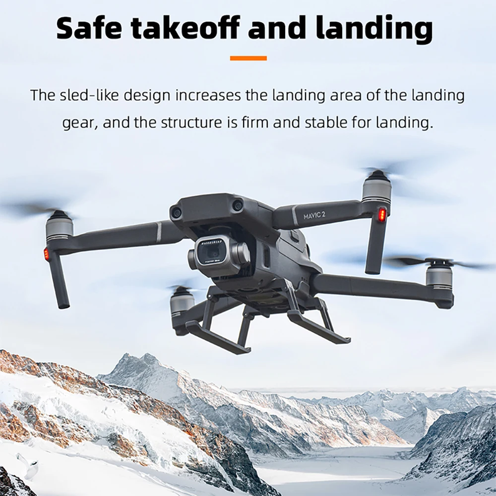 Détail du mécanisme de pliage du train d'atterrissage pour DJI Mavic 2 Zoom/Pro, permettant un rangement compact et facile.
