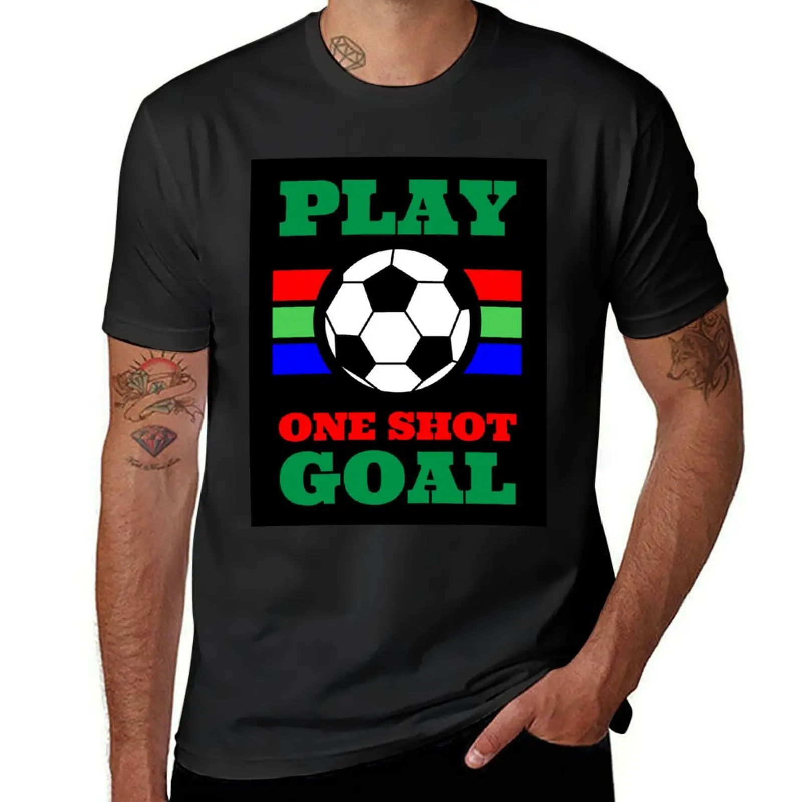 

Play One Shoot Goal Football Graphic T-Shirt graphics Blouse quick drying T-shirts for men cotton