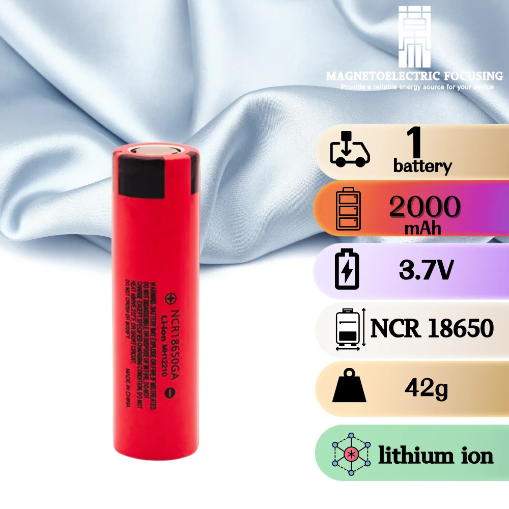 

2000mAh NCR 18650GA Li-ion rechargeable battery, 3.7V output, 20A high discharge performance Suitable for tools torches etc.