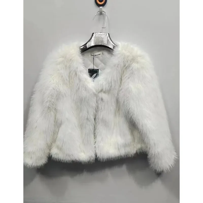 Faux Fur Coat Women Fluffy Jacket Luxury Brand Short Outerwear Winter Warm Thick Jacket Long Sleeve Korean Chic Women's Clothing