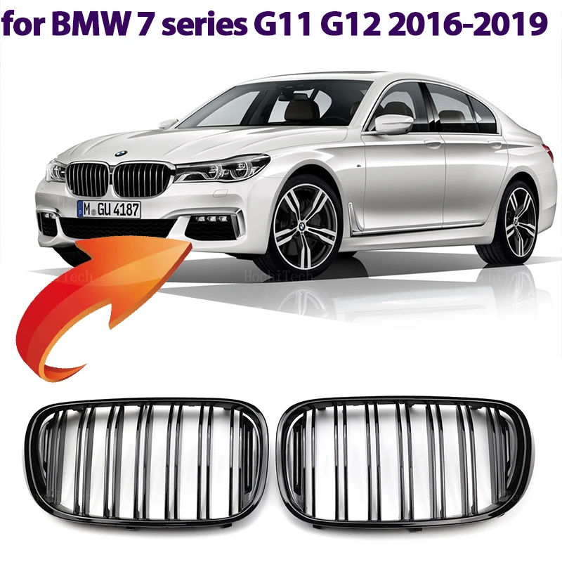 

Высококачественная решетка радиатора переднего бампера автомобиля для BMW серий 7 G11 G12 2015-2019, сменные черные решетки с двойной пластиной