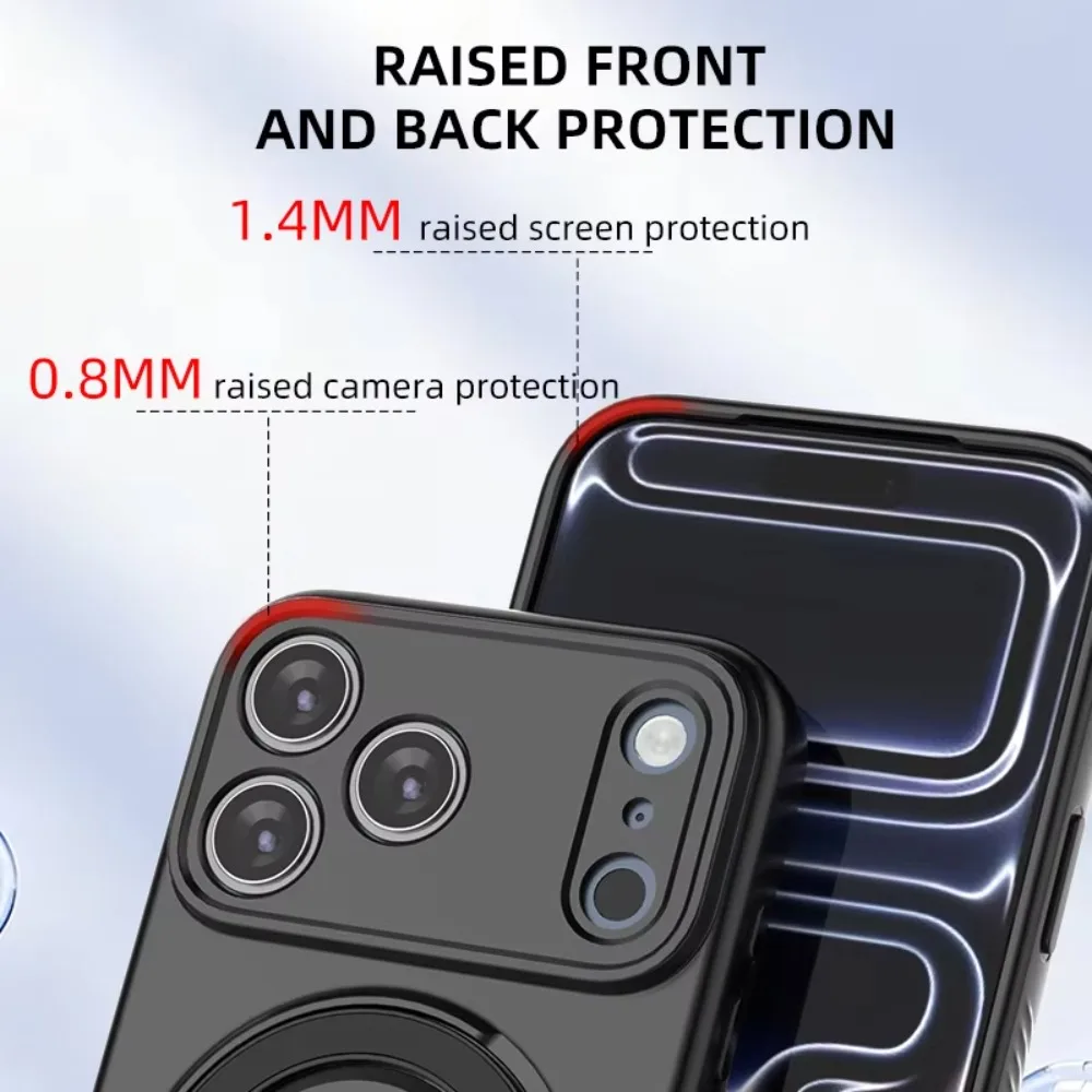 Magnetic TPU Phone Case with 360° Rotating Kickstand and Ring Holder