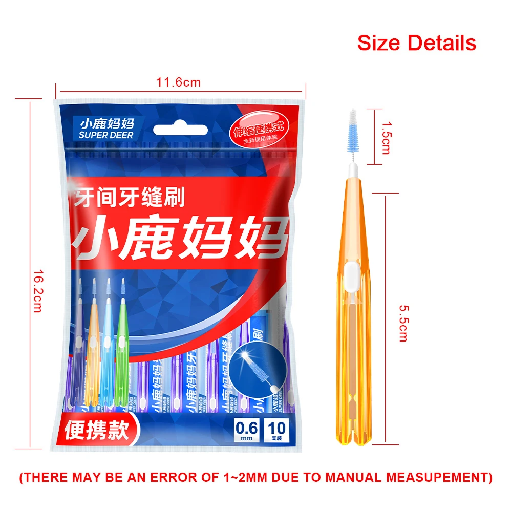 Interdental Brush Fawnmum Interdental Brush Clean Between Teeth Toothbrush Cleaning Oral Tools Dental Orthodontics Portable 0.6-1.0mm