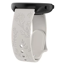 Engraved Flower Design Watch Strap - 20mm & 22mm Band Bracelet for 22mm (Star Light)