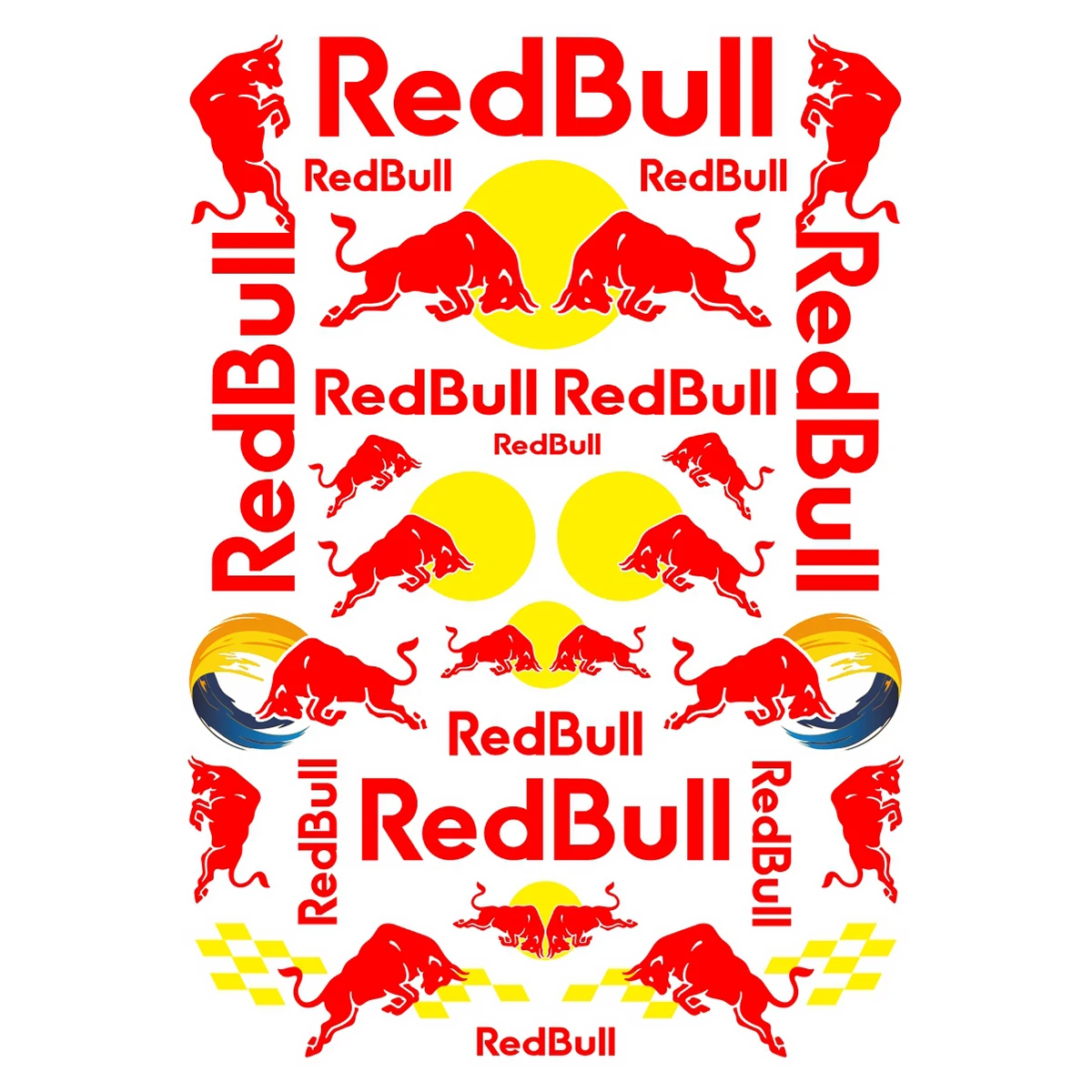 Vinly Red Bull Sticker Decal Motorcycle Helmet Tank Logo Kit