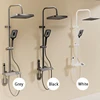 Piano Keys Shower System Set Bathroom Shower Set Gray Black Bathtub Hot and Cold Shower Faucet LED Digital Copper Tap Shower Set 3
