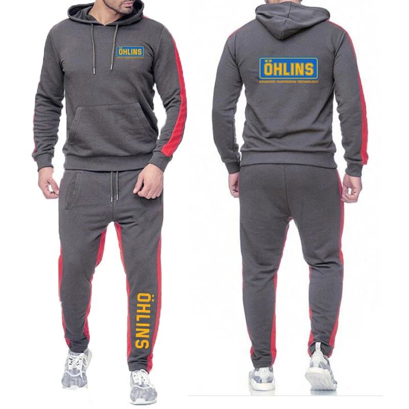 Ohlins 로고 프린트 2026 인기 봄 가을 신상 남성용 단색 긴팔 스포츠 후디..