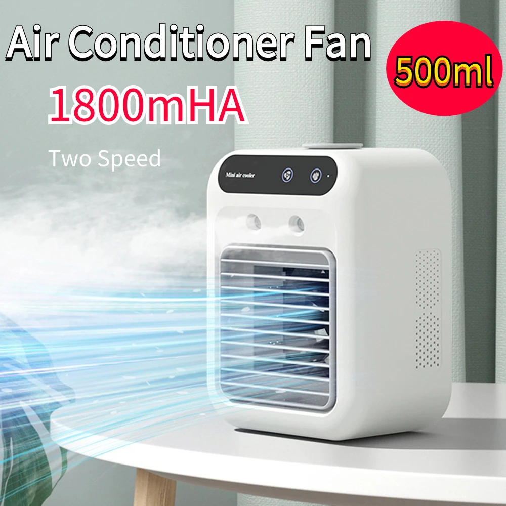 Mini Portable Air Cooler 2-Speed 1800mAh Cold Airconditioner Fan