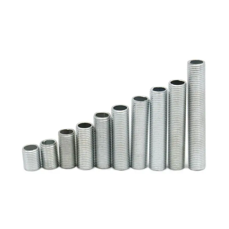 10 Pieces M10 Metal Full Threaded Tube Zinc Connecting Screw Pipe Nipple Joint For DIY Lighting Accessories thread adapter