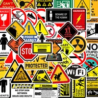 50PCS Warning Stickers Danger Banning Skateboard Fridge Guitar Laptop Motorcycle Travel Classic Toy Cool Decals Sticker 1