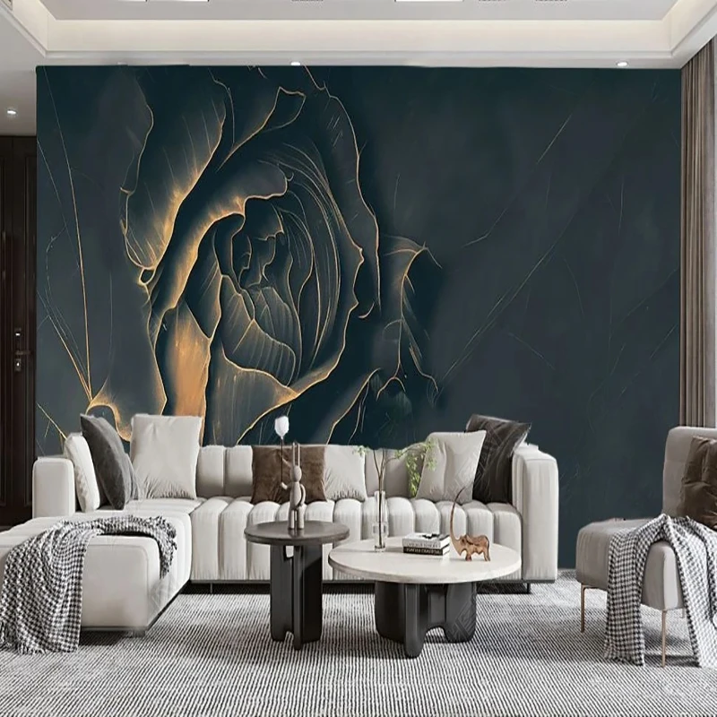 CustomMuralWallpaperModernMinimalistArt3DRoseWallPainting