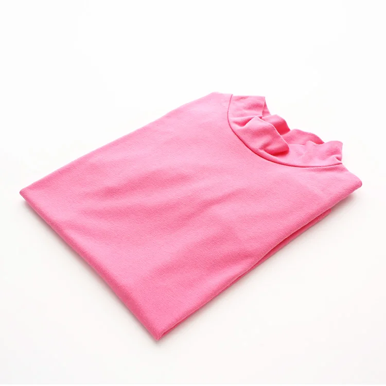 

2023 New Candy Color boys & Girls Clothes Kids Turtleneck T-shirt Fall Winter Solid Casual Pullover Cotton Clothes 2-10Y