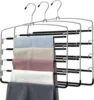 Pants Hangers Non Slip Multi-Layer Swing Arm Pants Hanger Stainless Steel Space Saver Hangers Closet Storage Organizer 1