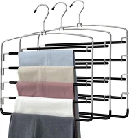 Pants Hangers Non Slip Multi-Layer Swing Arm Pants Hanger Stainless Steel Space Saver Hangers Closet Storage Organizer 1