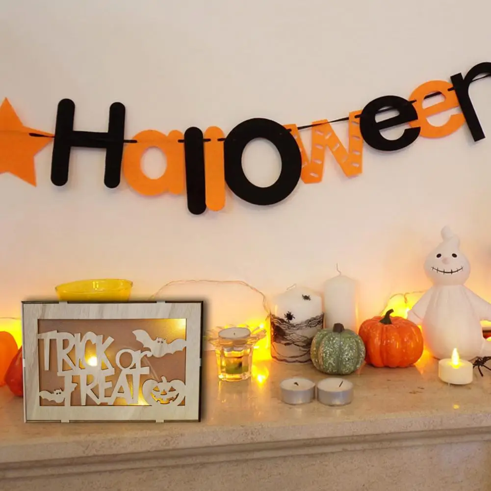 

Compact Halloween Light Halloween Gift Idea Enchanting Halloween Wooden Light Ornament Hollow Pumpkin Bat Withered Tree Holiday