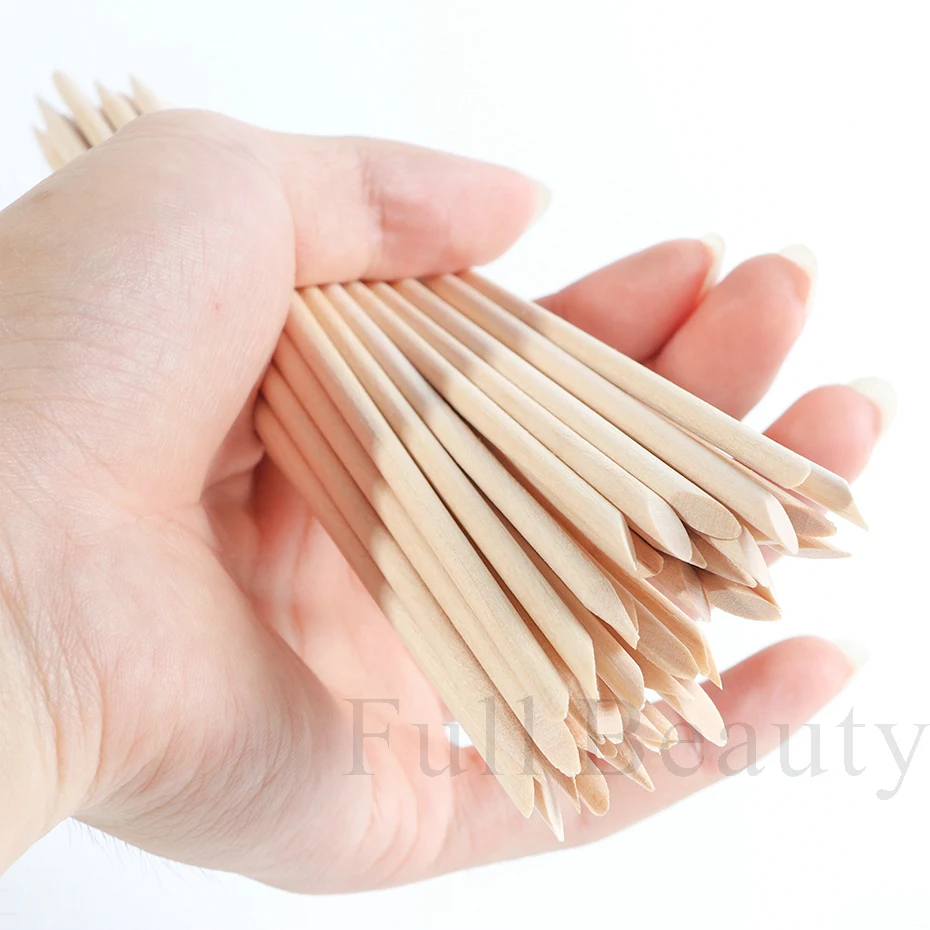50/100pcs Orange Wood Sticks for Nail Cuticle Pusher Cuticle Remove Tool Forks for Nails Dead Skin Manicure Wooden Tool Supplies