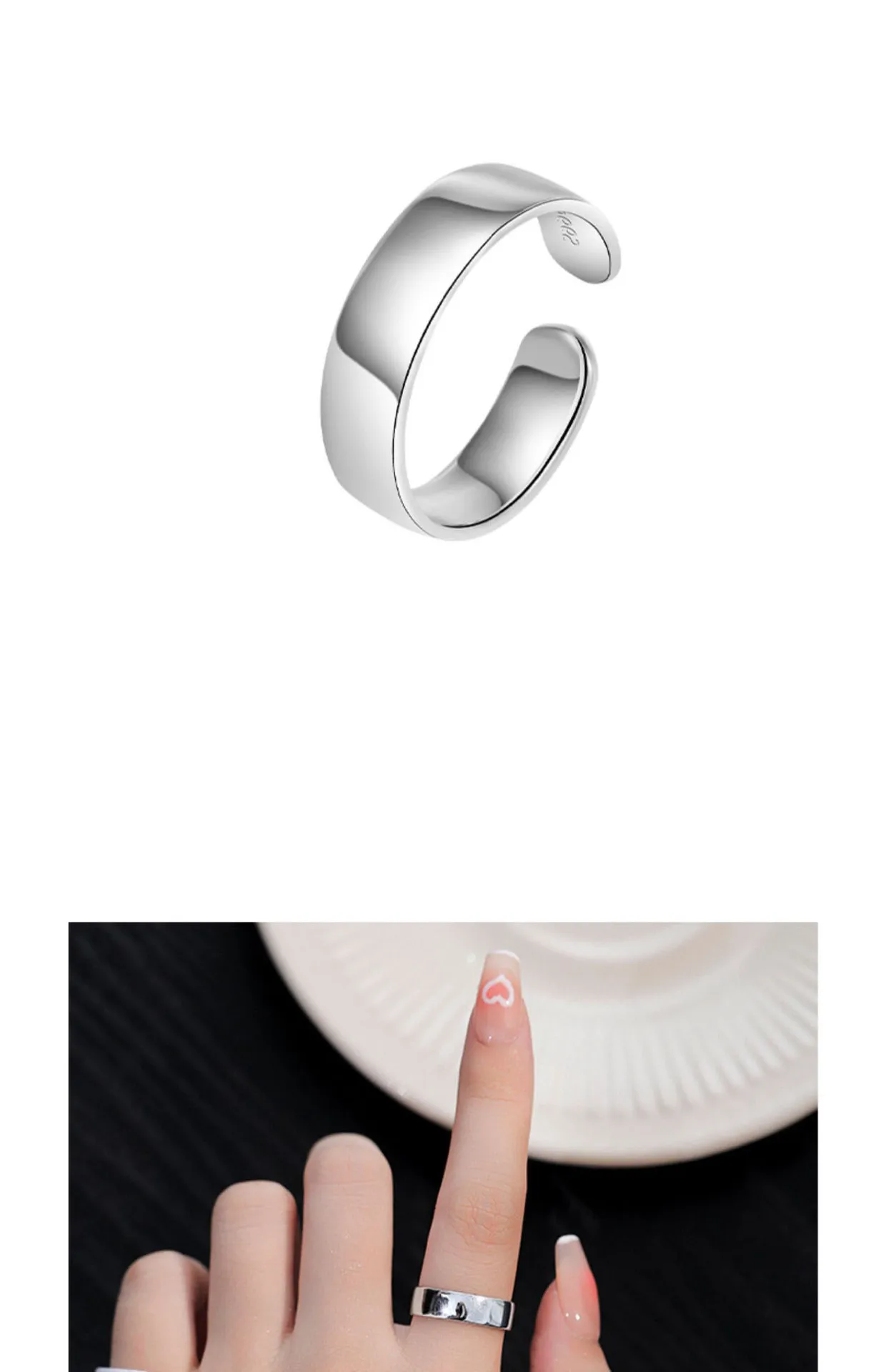Neue Einfache Kreative Glatte 925 Sterling Silber Schmuck Temperament Runde Inisex Mode Beliebte Öffnung Ringe R175 – Detail 1