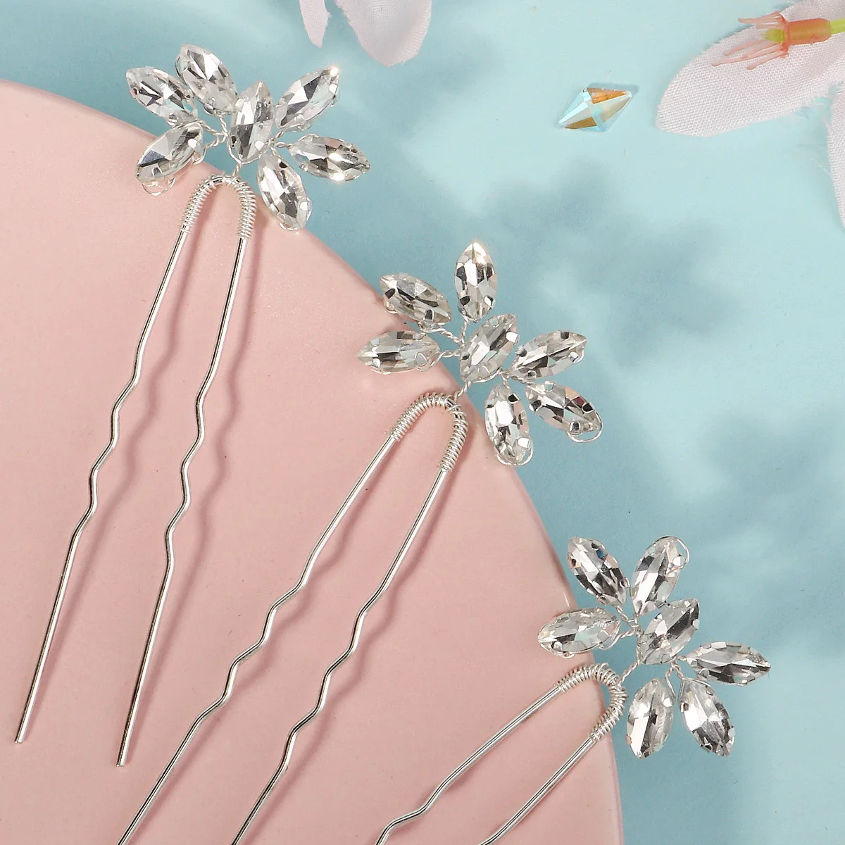 Hair Accessories Bridal Hair Accessories Crystal Hair Bridal Hairpins Accessories U-shaped Rhinestone Hair Jewelry Popular Handmade Wedding Cilp And Comb