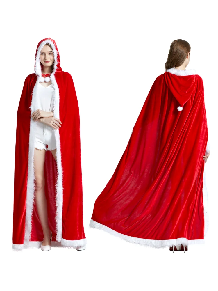 

Women And Kids Red Santa Claus Cape Deluxe Classic Mrs. Claus Carnival Costume Xmas Party Cosplay